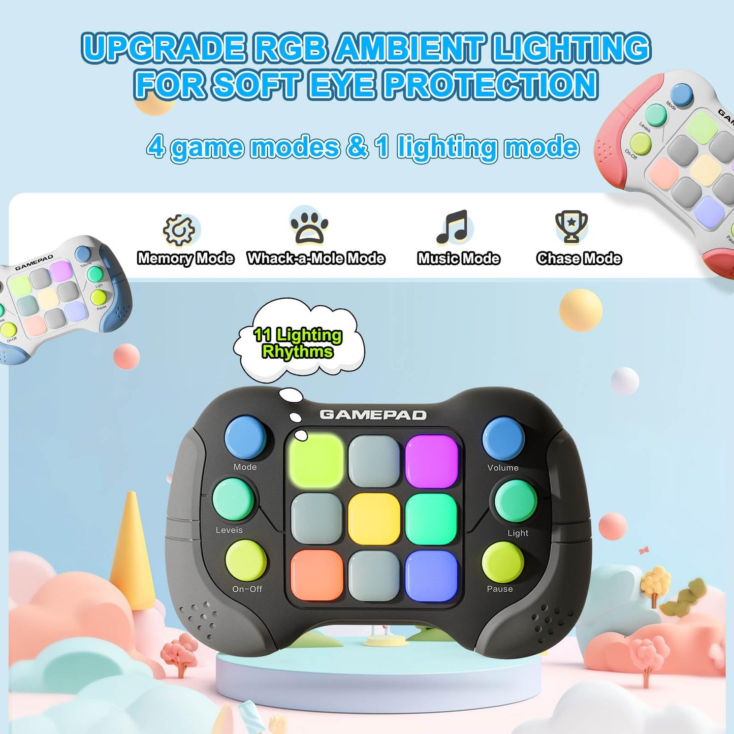 YouJabz Fast Push Game Fidget Toys, Upgraded Flashing Pop Games It Pro for Kids, Quick Push Light Up Fidget Game Controller Gift Handheld Console Gamepad Toy for Boys Girls Teens