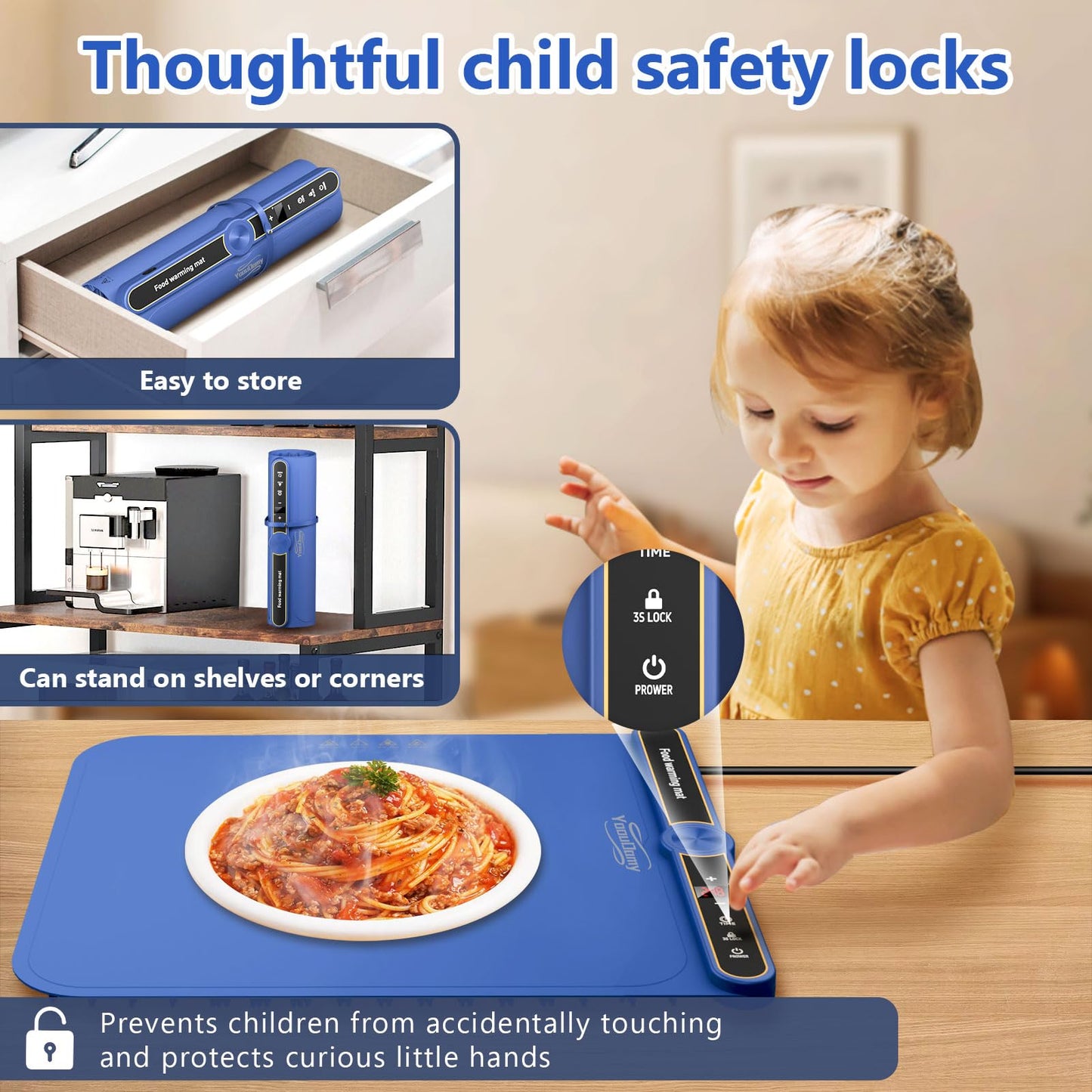 Portable Food Warming Mat with Auto Shut-Off