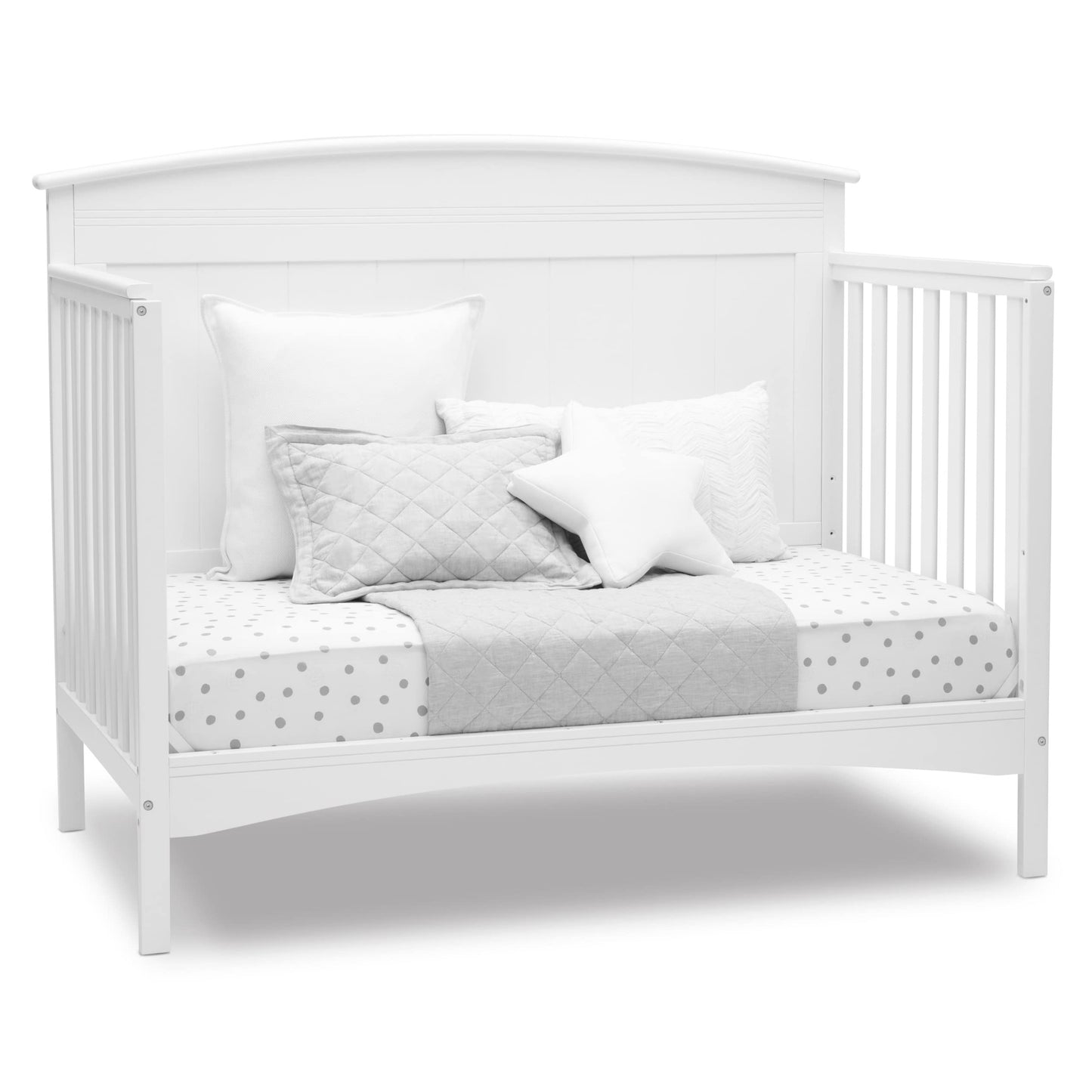 Delta Children Archer Solid Panel 4-in-1 Convertible Baby Crib - Greenguard Gold Certified, Bianca White