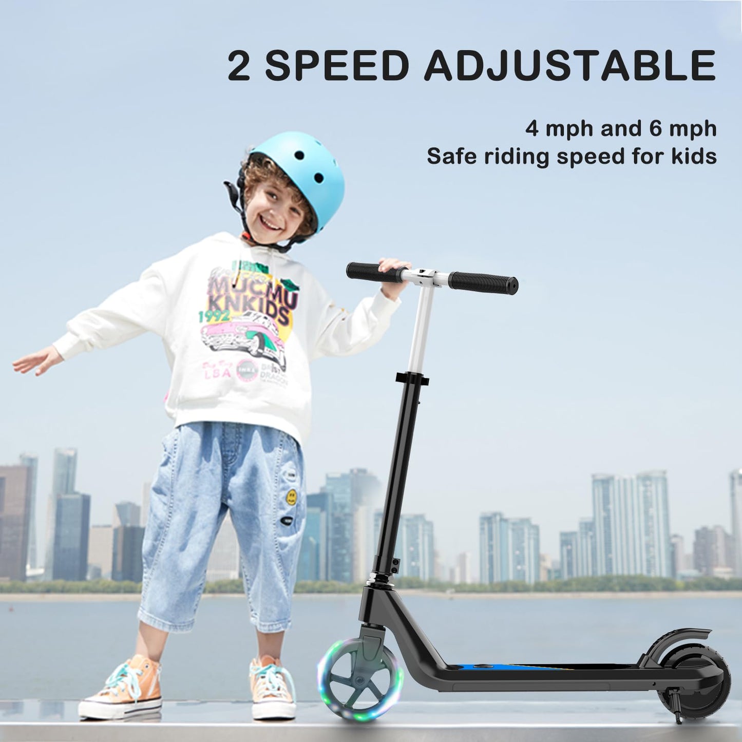 Kids Electric Scooter with Adjustable Speed & Lights
