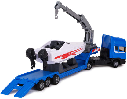 Scania Flatbed Truck with Power Boat Toyland