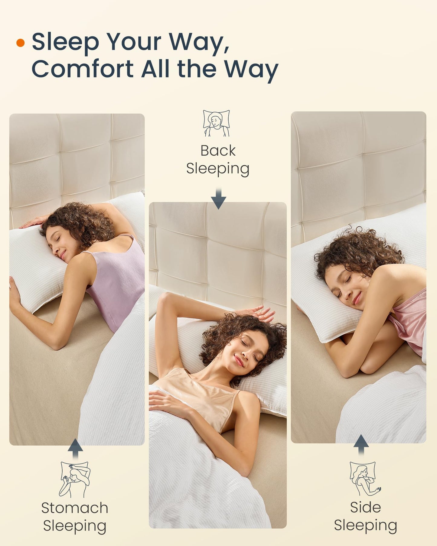 Queen Size Down Alternative Bed Pillows Set of 2