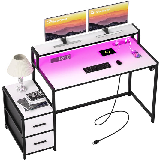 39.4 Inch Computer Desk with LED Light