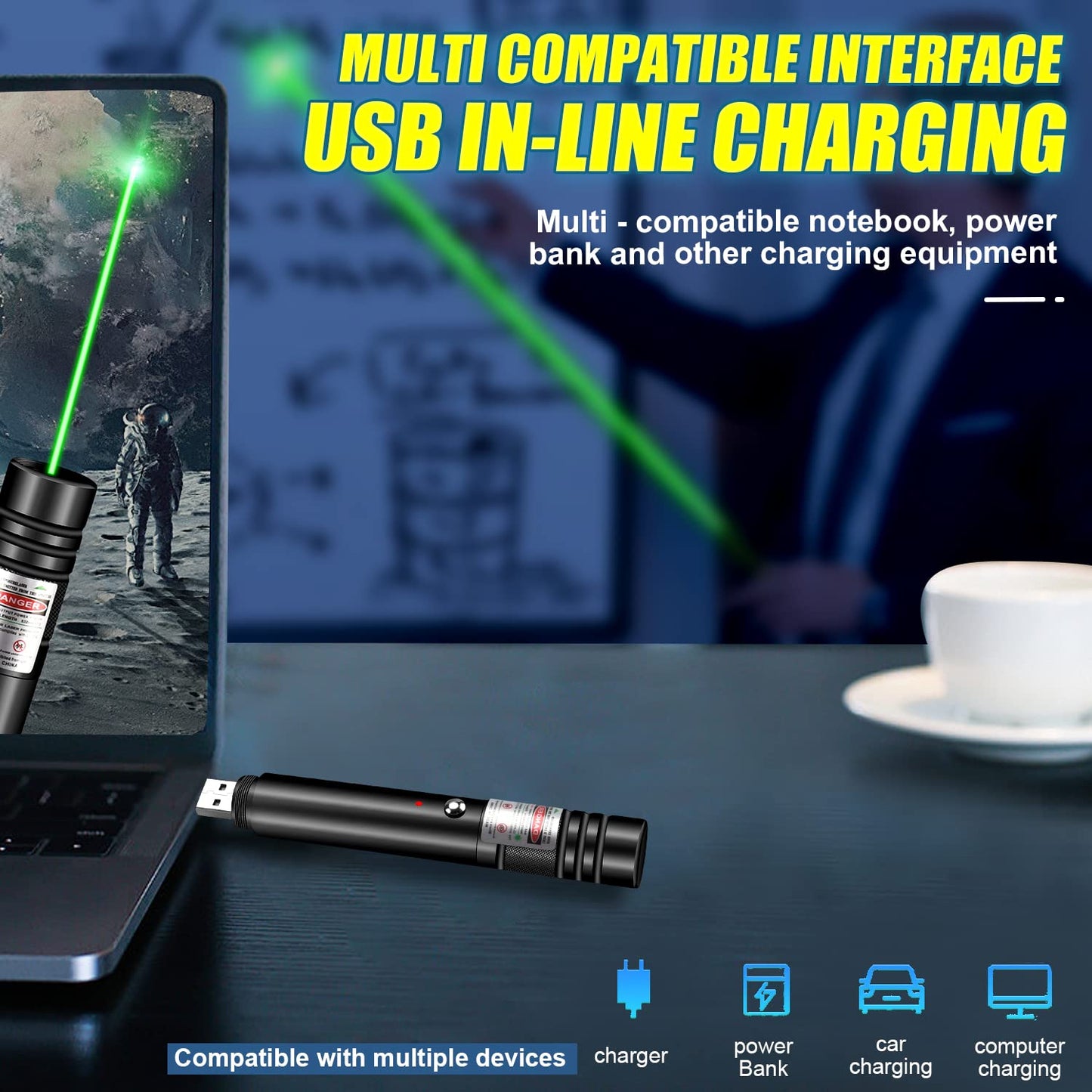 Rechargeable Laser Pointer Flashlight for Outdoor Use