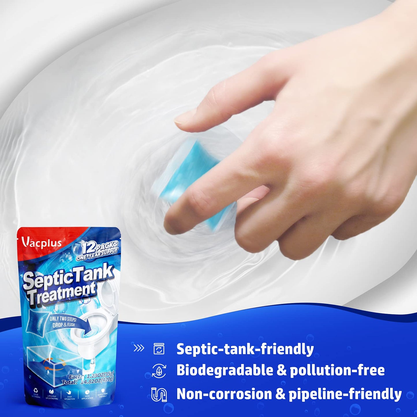 Vacplus 12 Dissolvable Septic Tank Treatment Packs