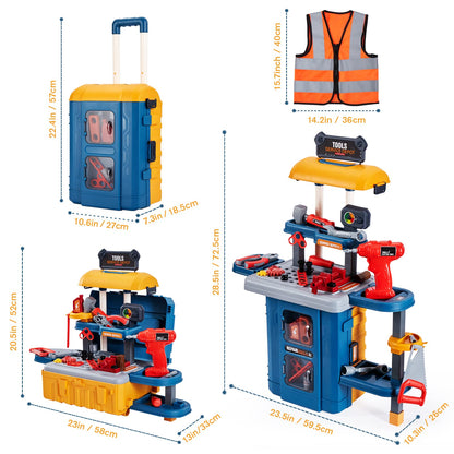 GEIYATOI Kids Toy Tool Bench Set, Toddler Workbench with Electric Drill and Realistic Tools Toy for 3 4 5 6 Years Old Boys Girls, Construction Workshop Gifts for Christmas Birthday Party New Year