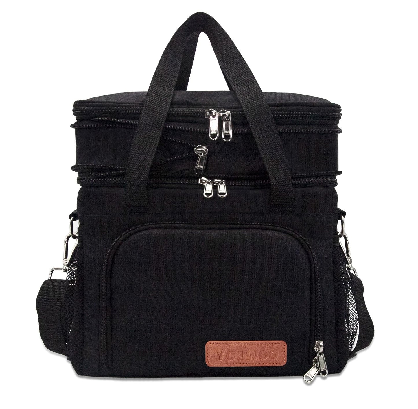 Youwoo Reusable Insulated Lunch Box, men Lunch bag Reusable Lunch Box for Office Picnic Hiking Beach Outdoor Picnic Camping Road Trip, 16 Can, Black