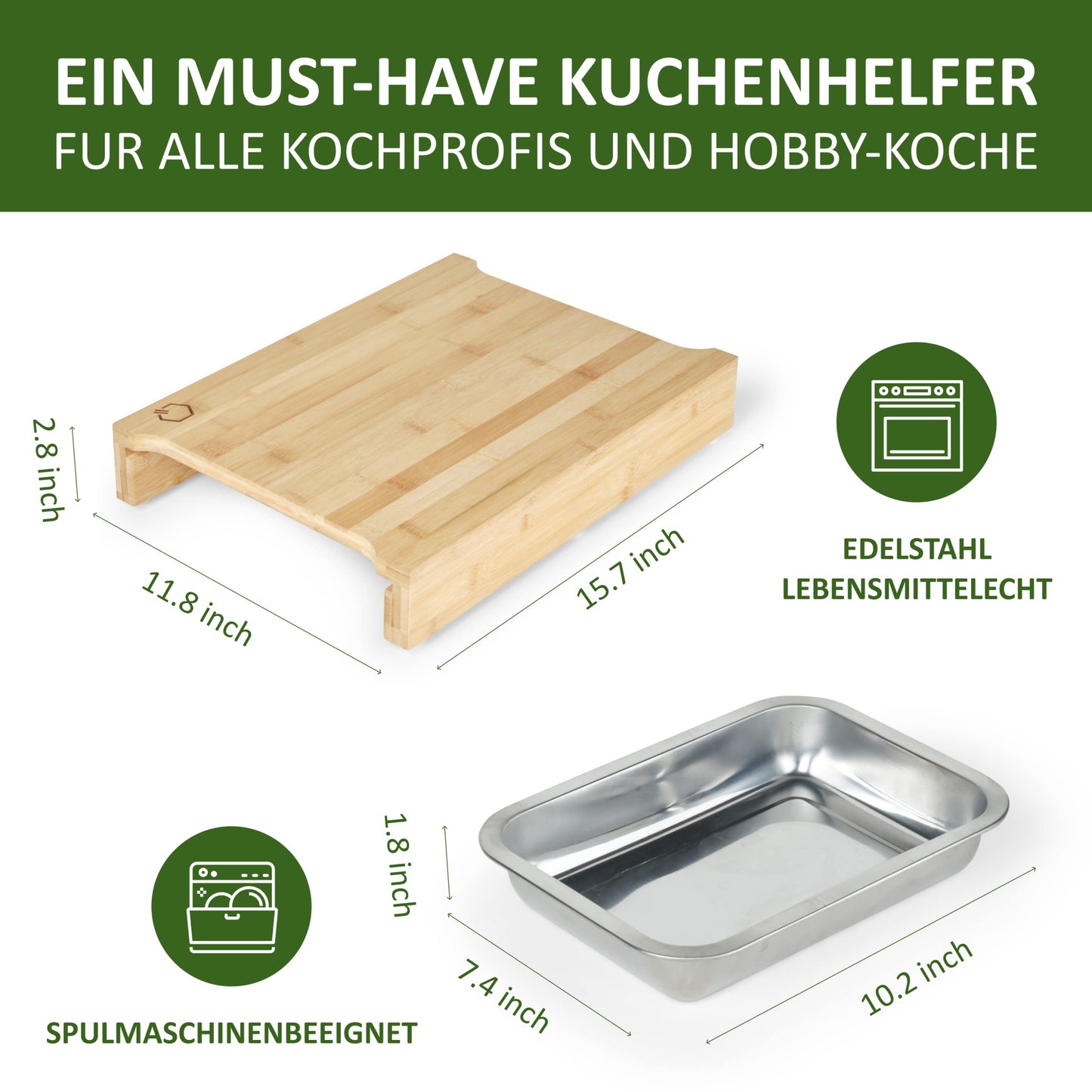 Liebspecht Bamboo Cutting Board Set with Bowls