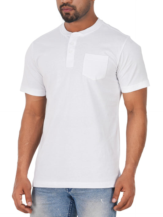 VAST HORIZON Men's Cotton Pocket T-Shirt - White