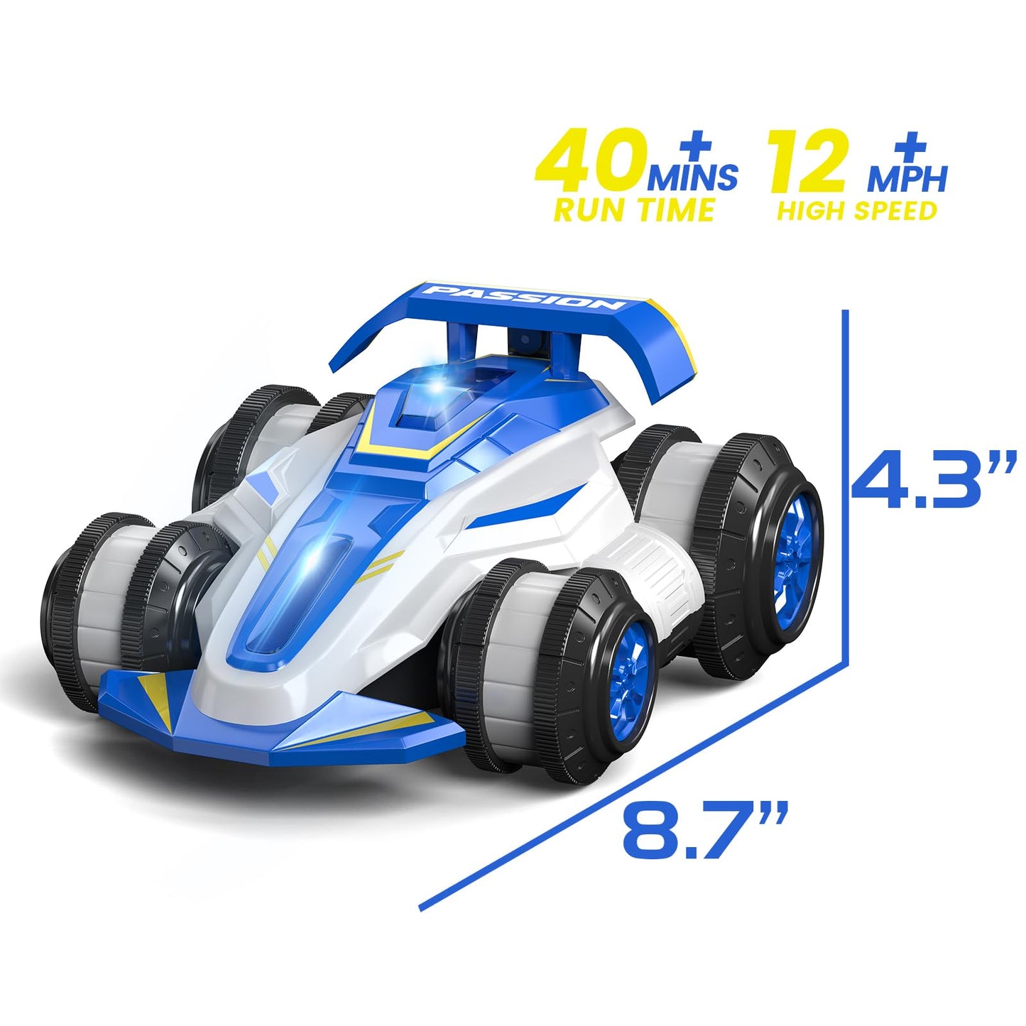 LOOZIX Upgraded Remote Control Car 360° Spins RC Car 2- in-1 Anti-Gravity RC Racer Wheelie Drift Stunt Car with Lights&Music Birthday Gifts Toys for 6 7 8 9 10 11 12 Year Old Boys