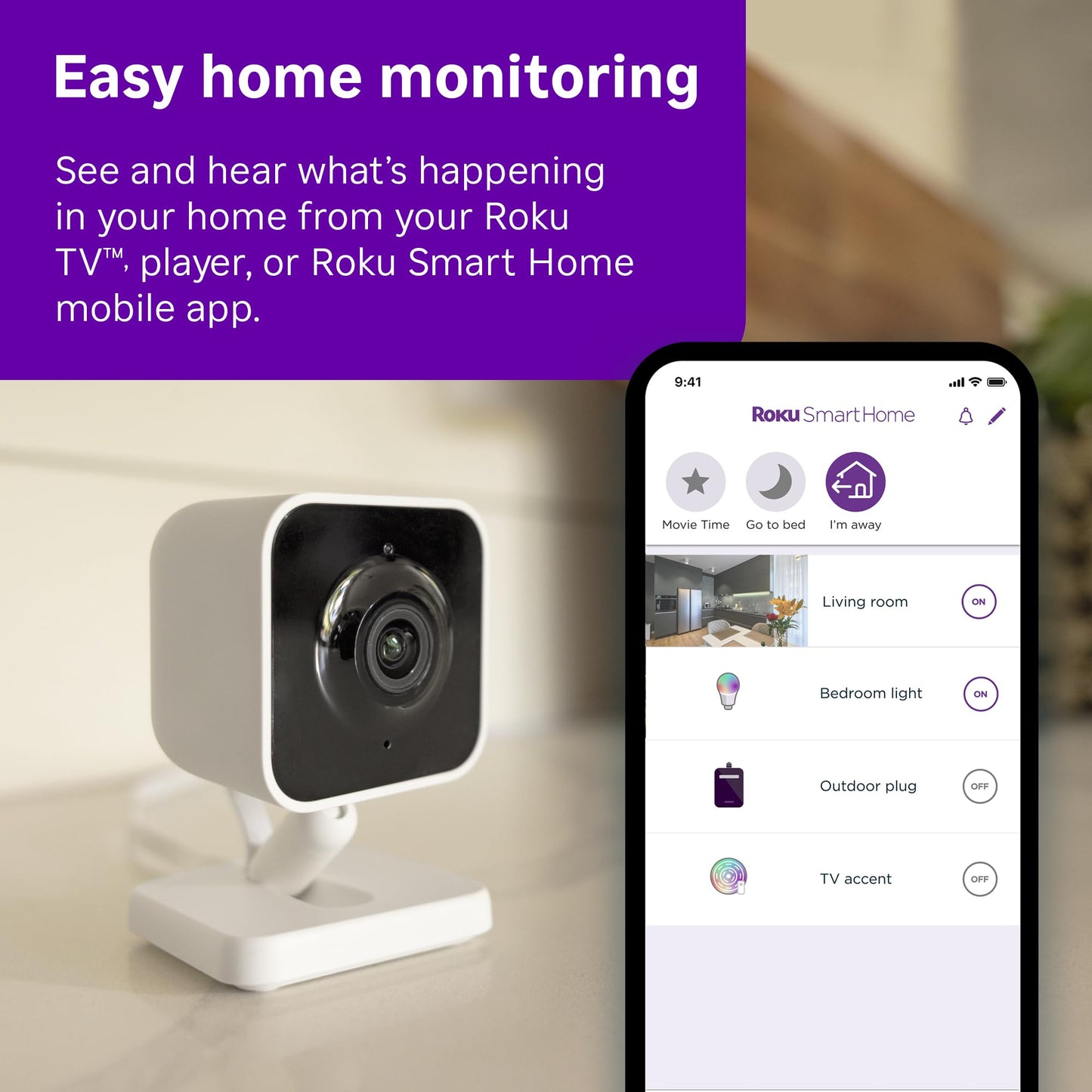 Roku Indoor Security Camera with Night Vision