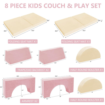8PCS Kids Modular Foam Play Couch Set