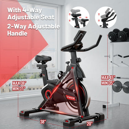 Exercise Bike, Stationary Bikes for Home Indoor Cycling Bike Cycle Bike with Digital Display & Comfortable Seat Cushion blackred