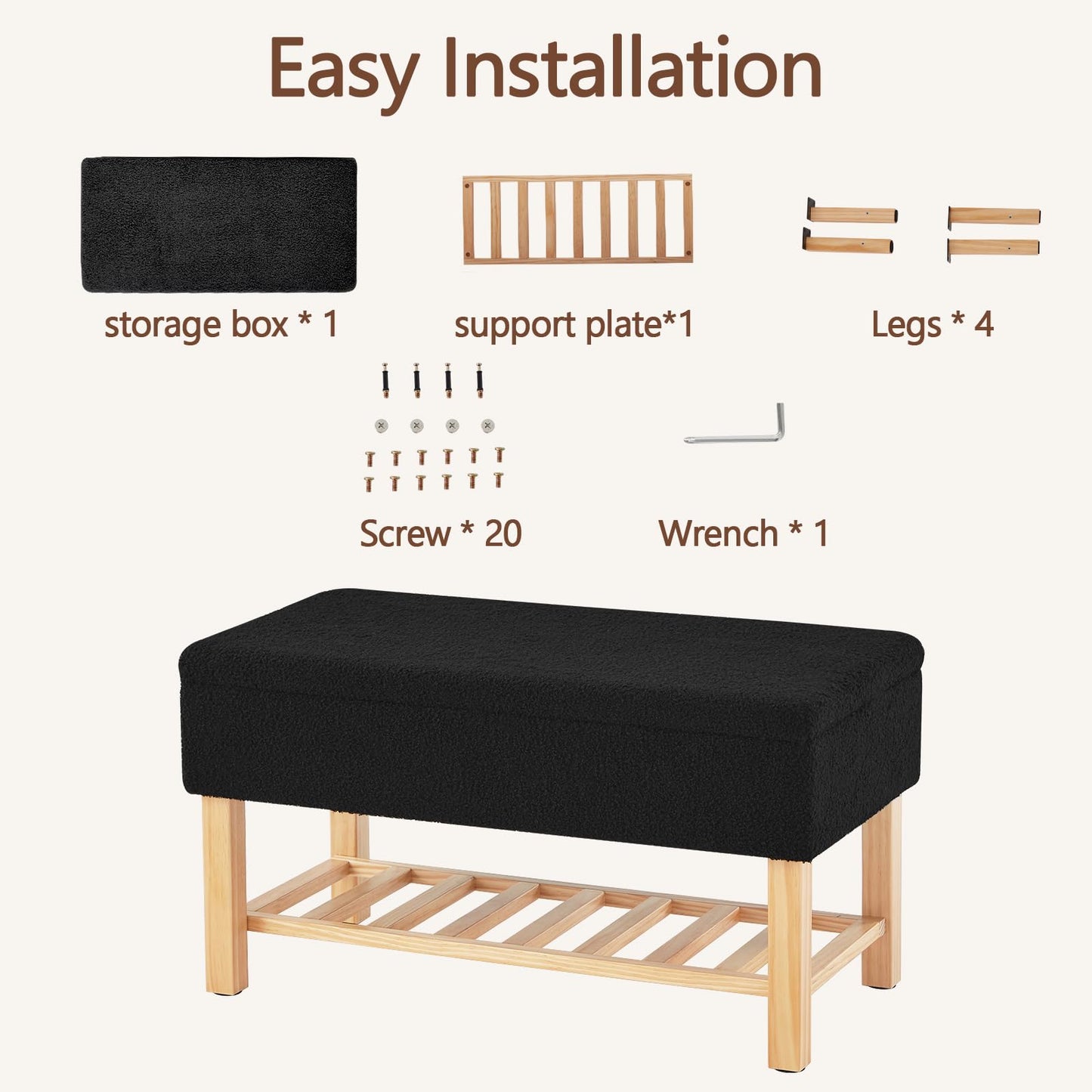 Ottoman Storage Bench with Upholstered Seating