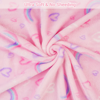 Kids Rainbow Print Plush Throw Blanket 50" x 60"