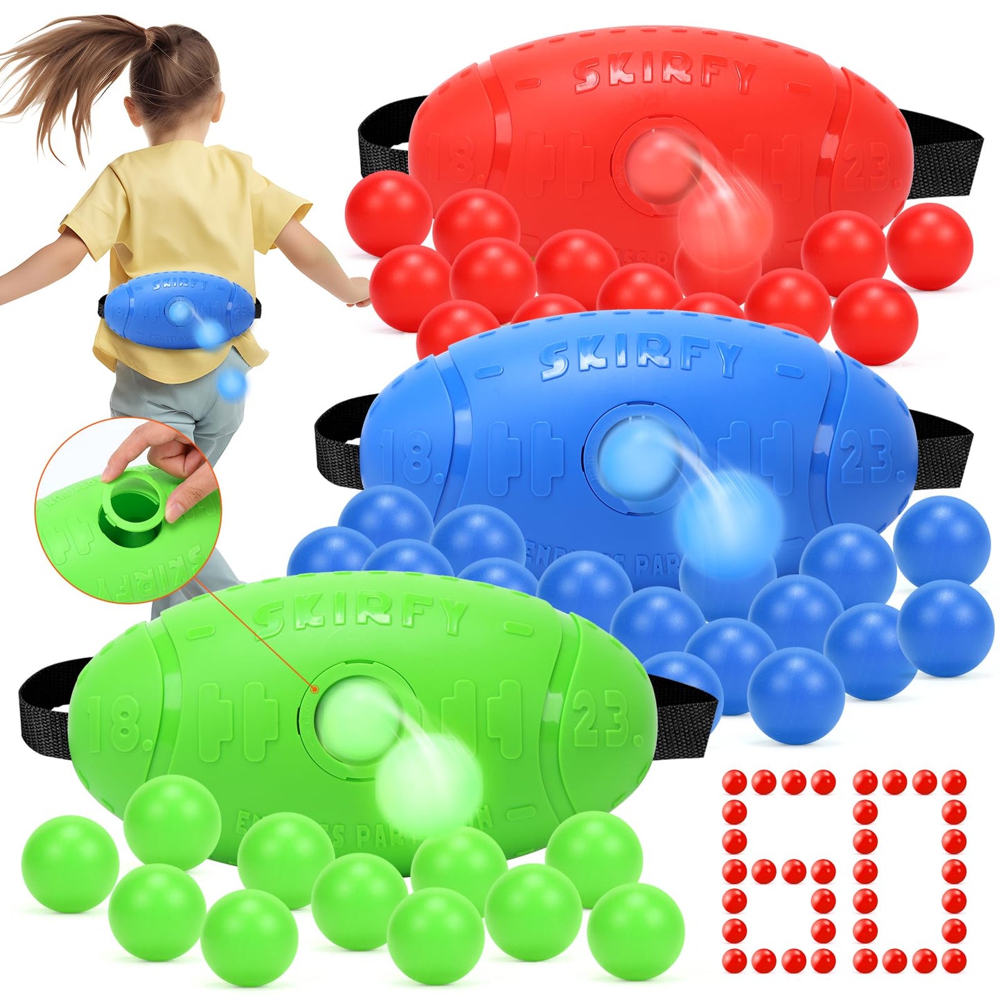 Skirfy Shaking Swing Balls Party Game,3 Pack Floor Game Party Favor Carnival Birthday Game for Kids Adult with 60 Balls, Outdoor Indoor Toys for Boys Girls, 4th of July Games Kids Toys