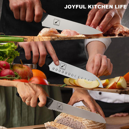 imarku Knife Set, 14PCS Kitchen Knife Set with Block, Japanese High Carbon Stainless Steel Knives Set for Kitchen, Dishwasher Safe, Non-Slip Handle, Super Sharp Chef Knife Set for Home and Restaurant