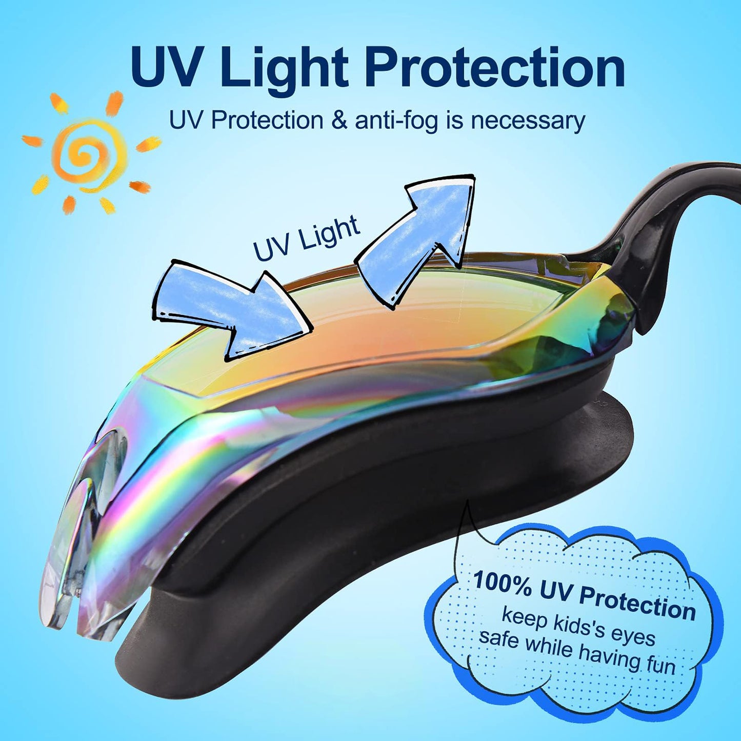 2 Pack Anti-Fog UV Protection Kids Swim Goggles