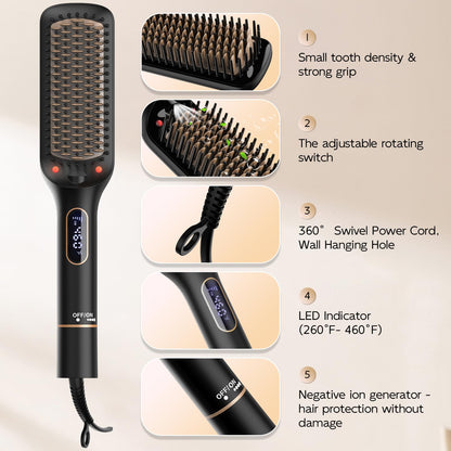 Nicebay Hair Straightener Brush with LED Display