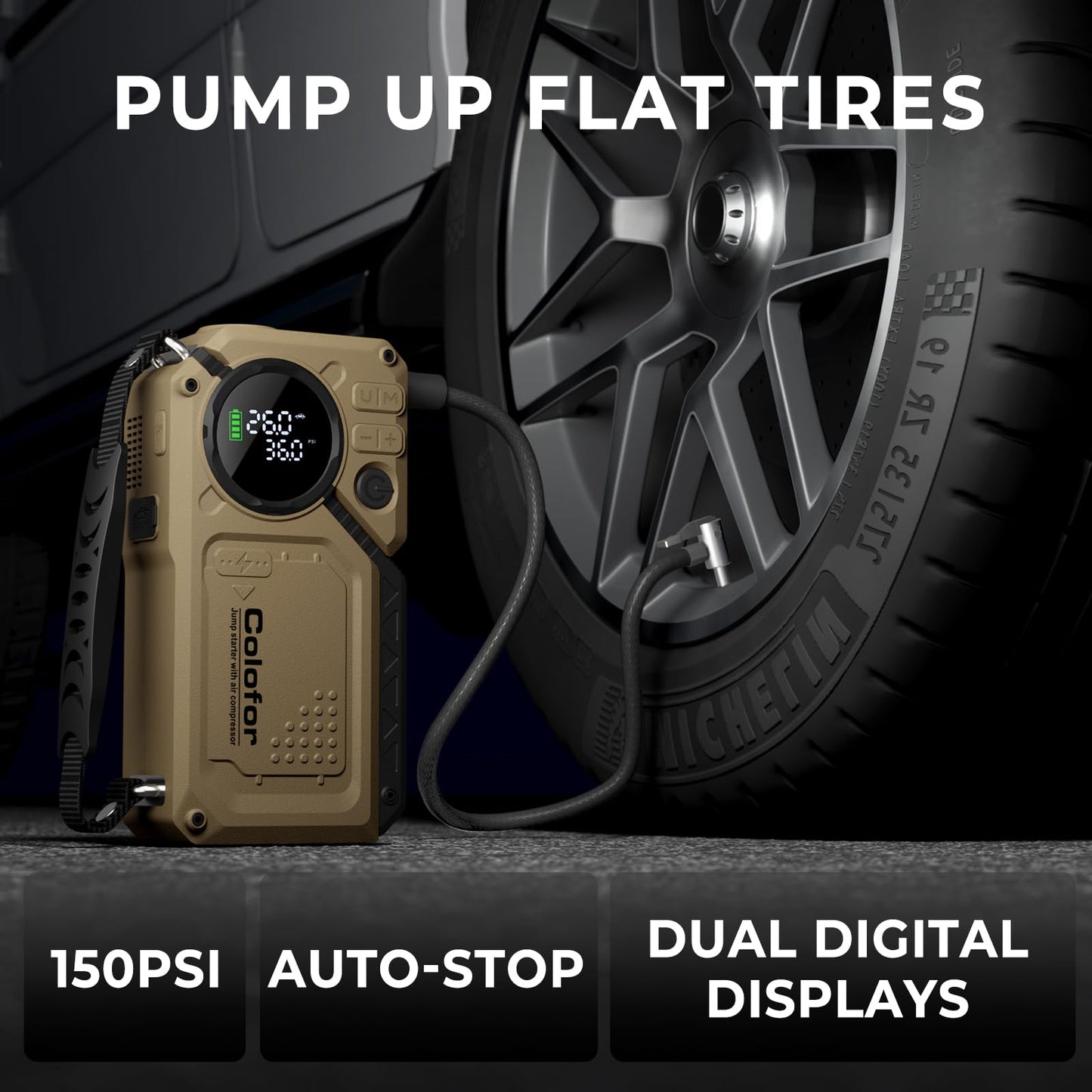 Portable Car Jump Starter with Air Compressor