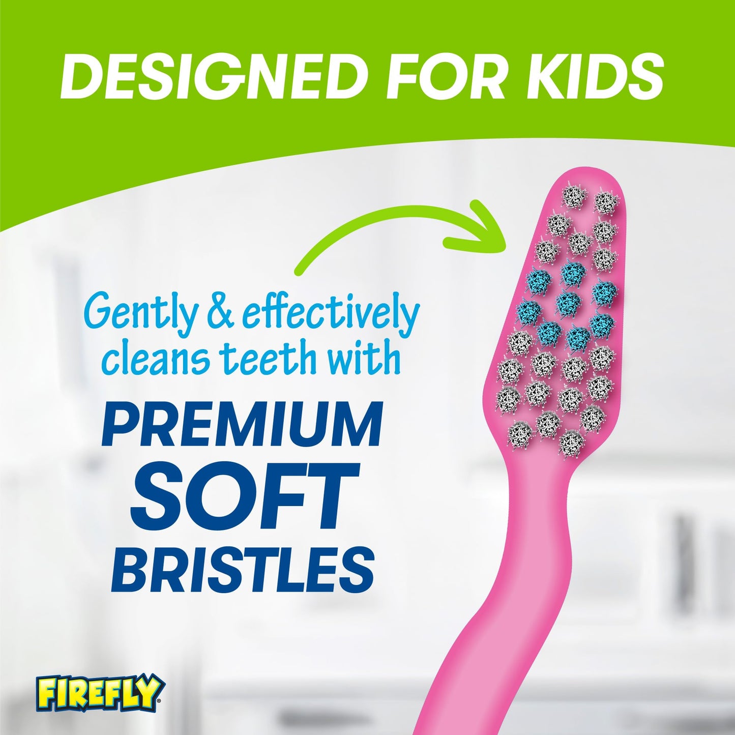 3 Pack Firefly Soft Bristle Kids Toothbrushes