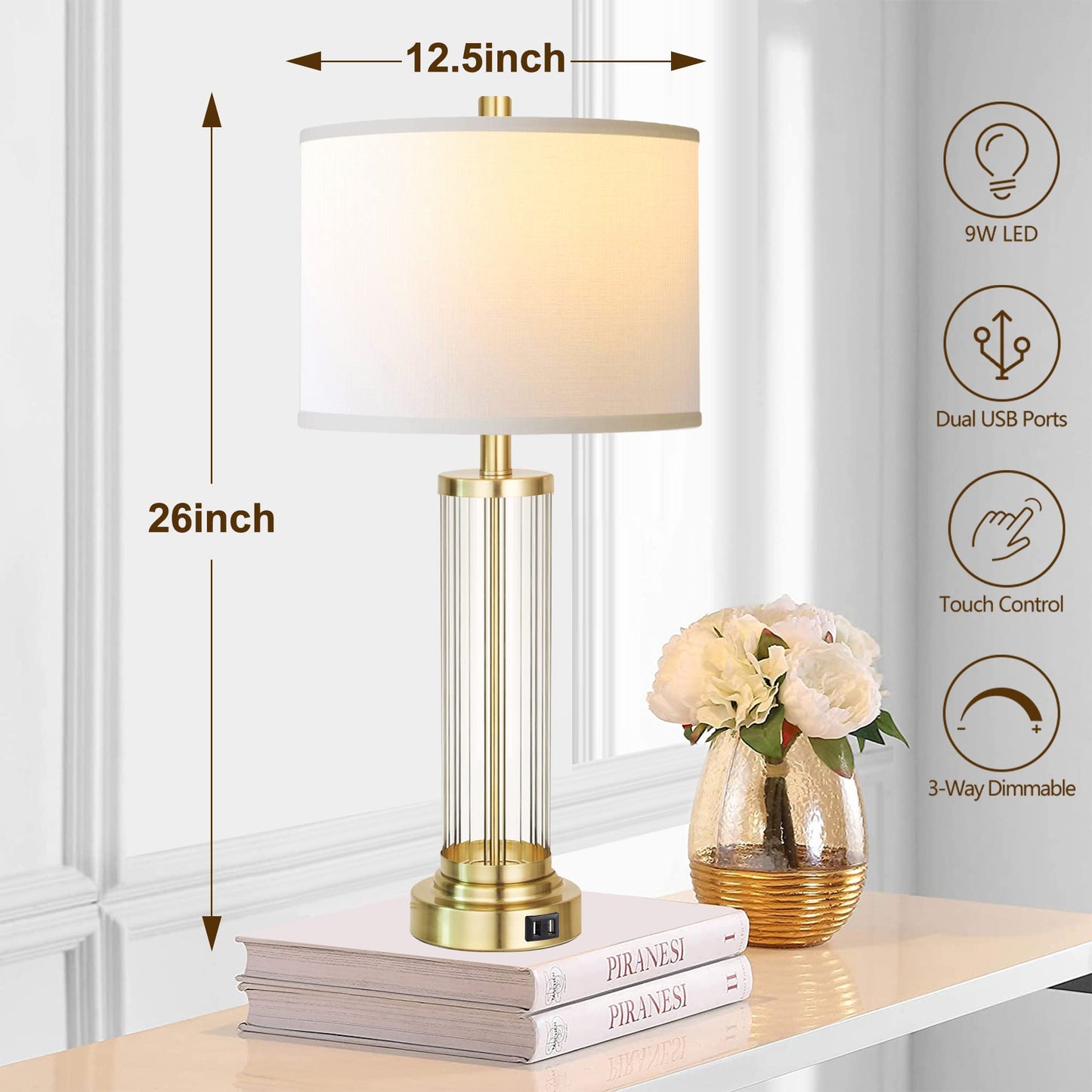 2 Pack Touch Control Dimmable Table Lamps