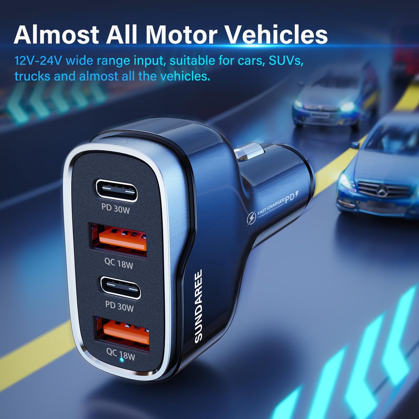 SUNDAREE 60W Multiport Fast Car Charger