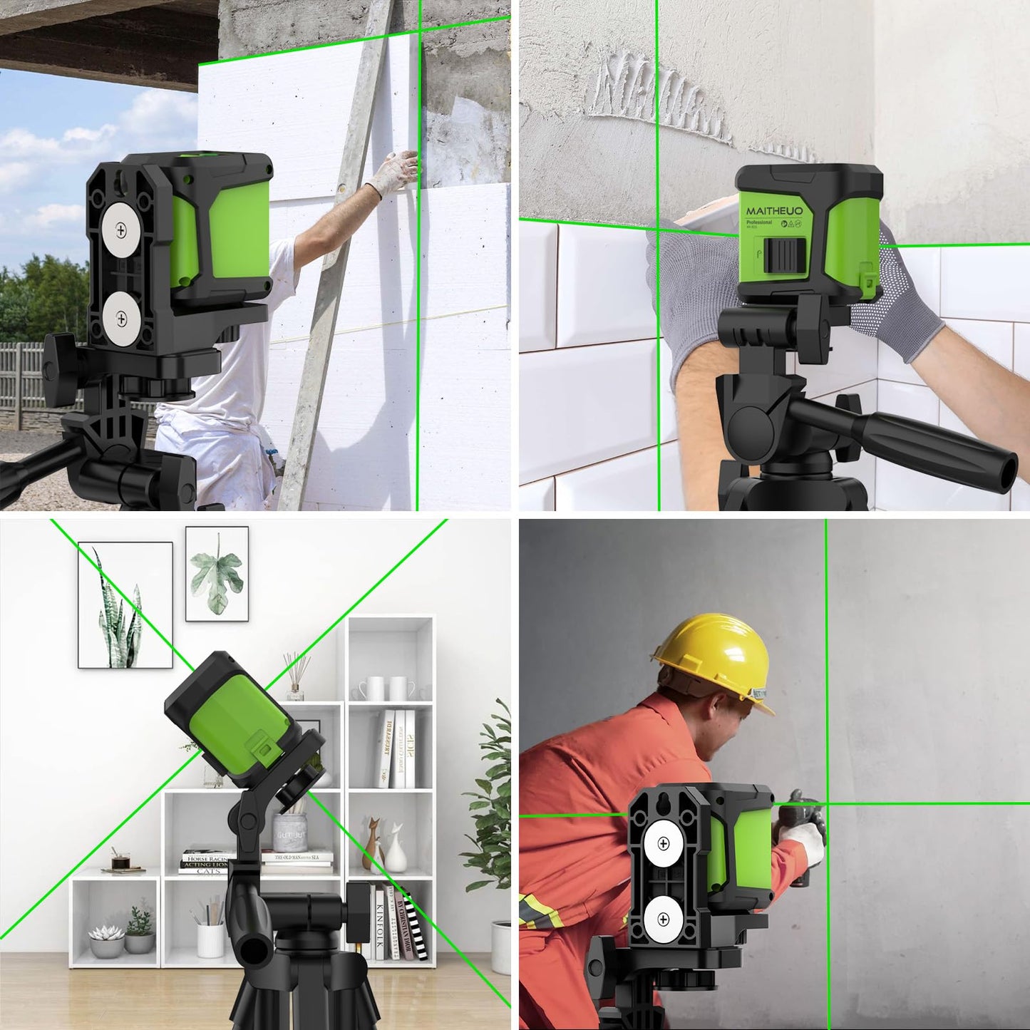 Self Leveling Laser Level, MAITHEUO 100FT Green Beam Cross Line Laser Level for Picture Hanging and Home Renovation with Magnetic Base, Battery, Carrying Bag