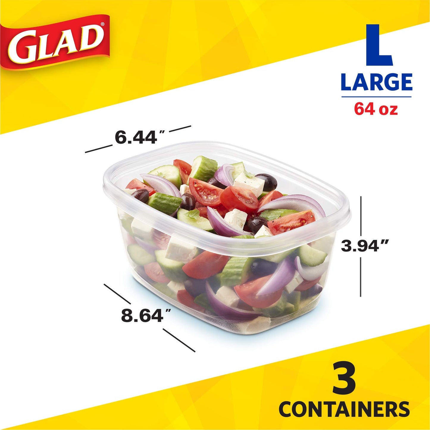 GladWare Deep Dish Food Storage Containers, 3 Count