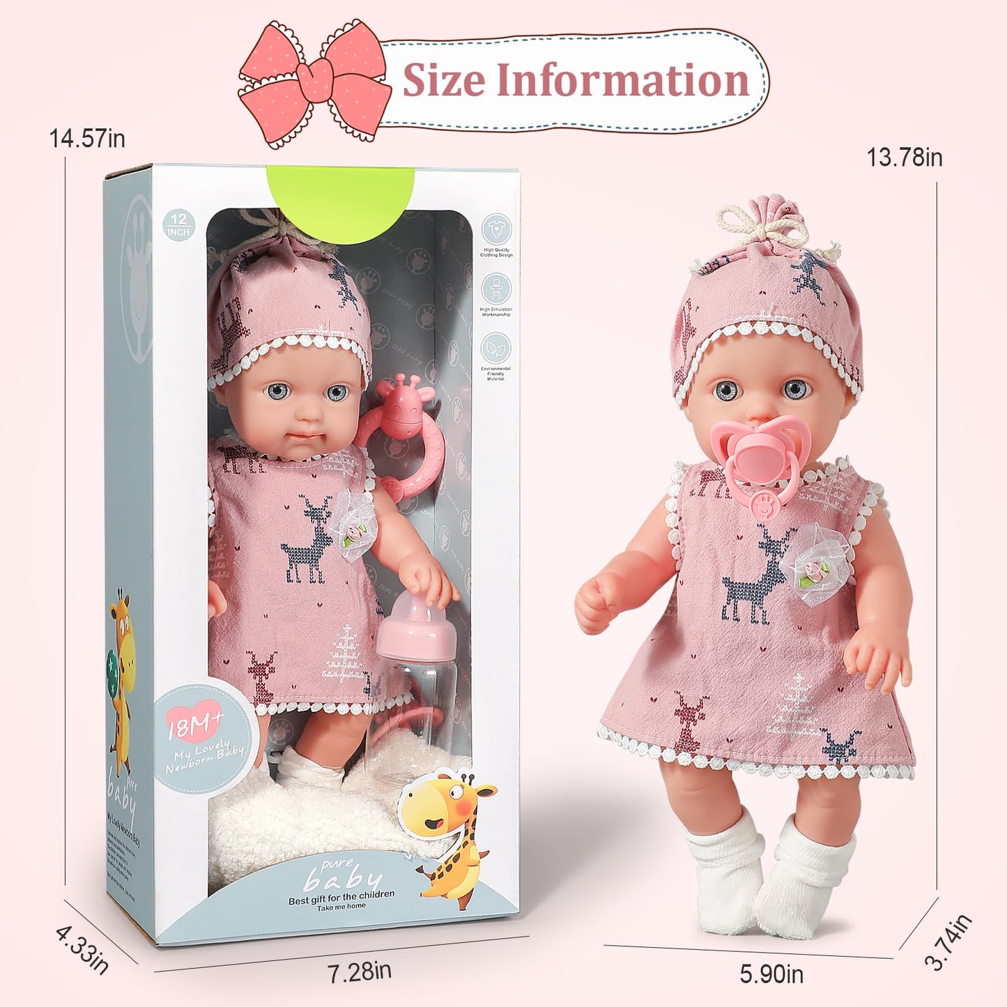 TICTTGA 12in Baby Doll Set with Accessories