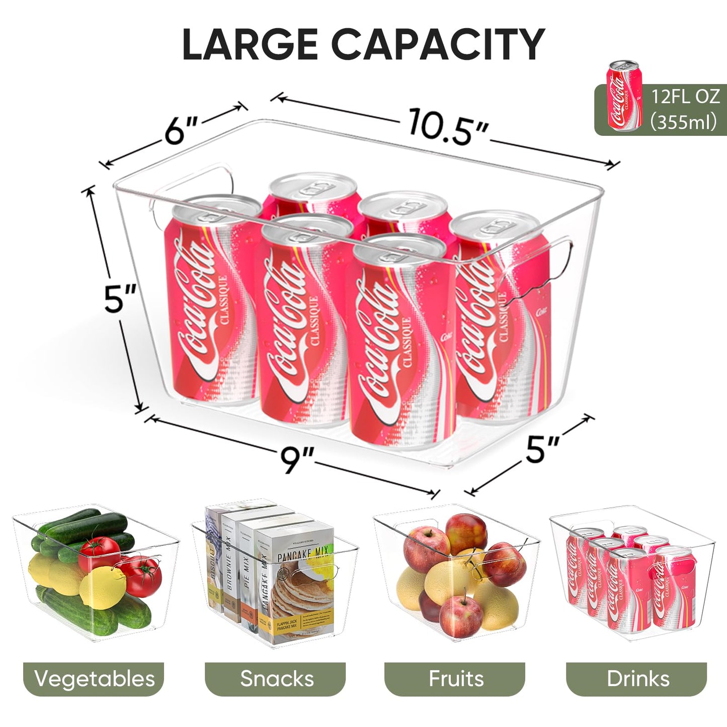 BALEINE 6-Pack Clear Stackable Storage Bins