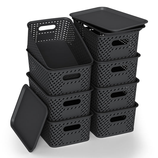 8-Pack Plastic Storage Bins for Organizing