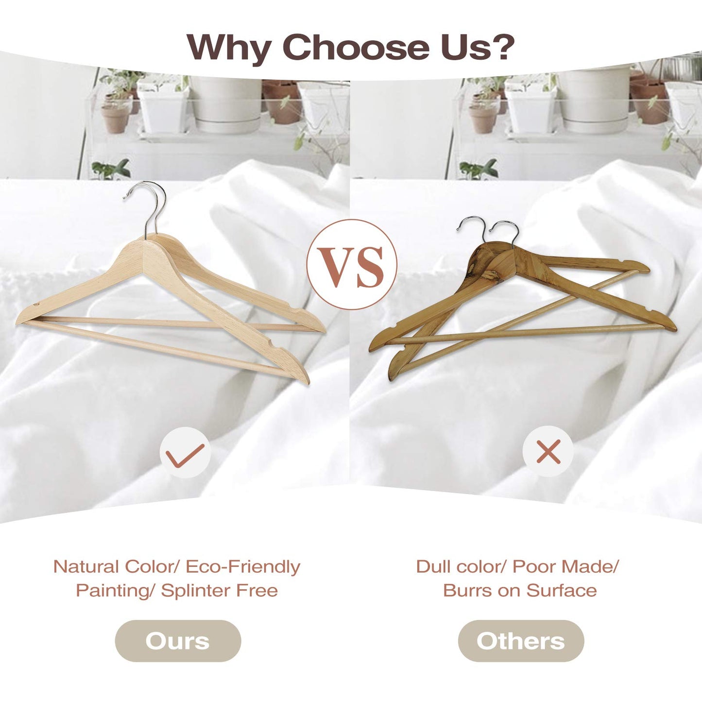 Wooden Hangers 20-Pack with 360° Swivel Hooks