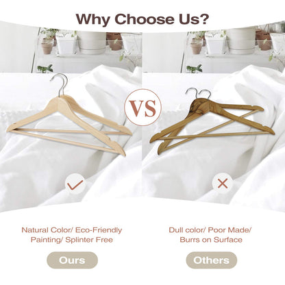 Wooden Hangers 20-Pack with 360° Swivel Hooks