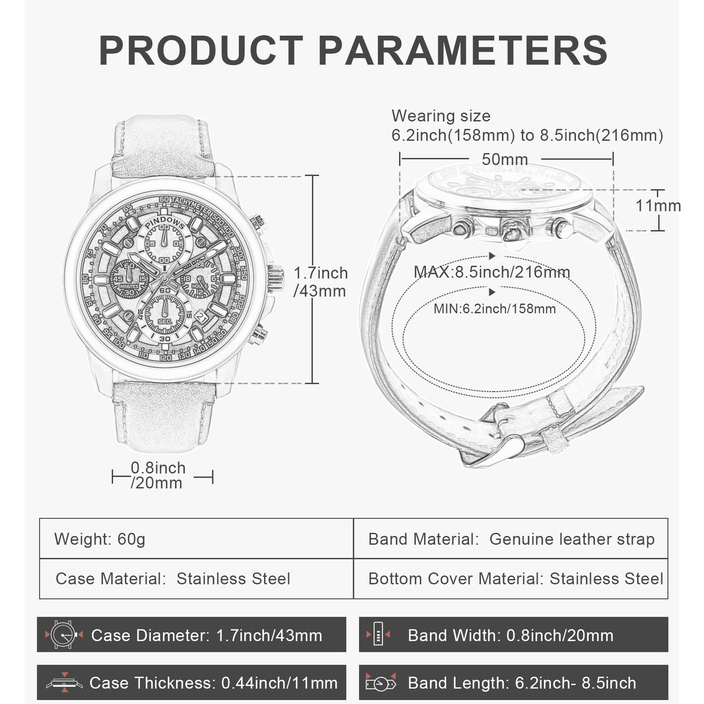 Men's Analog Chronograph Watch by PINDOWS
