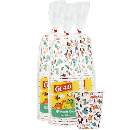 20 Count Glad Dinosaur Paper Drinking Cups