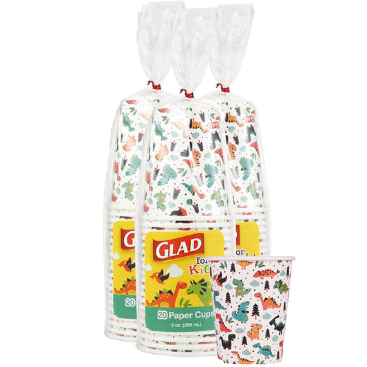 20 Count Glad Dinosaur Paper Drinking Cups