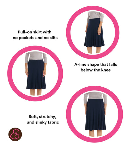 ESTEEZ Skirts for Women Midi Length -Womens - Navy A-line Skirt - Florence (EX802159 Navy Medium)