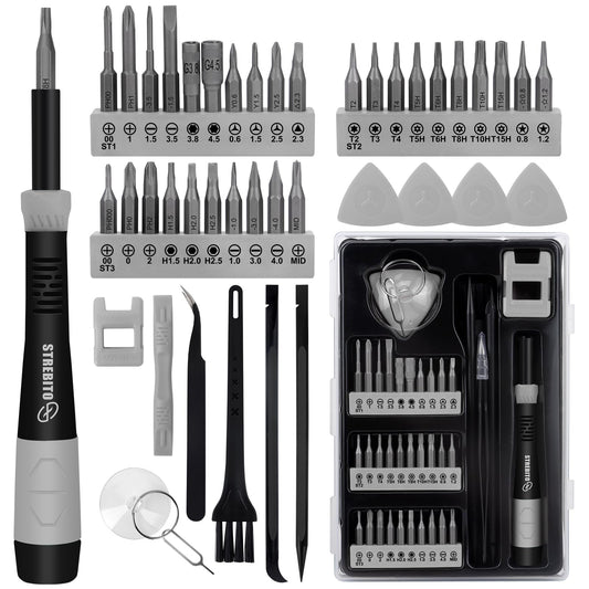 STREBITO Small Screwdriver Set 43 in 1 Precision Screwdriver Set with Torx T6 T8 T9 T10, Pentalobe P5 P2, Tri Wing Y00, Mini Tool Kit for Electronic, PC, MacBook, Phone, PS5, Ring, Eye Glasses Repair