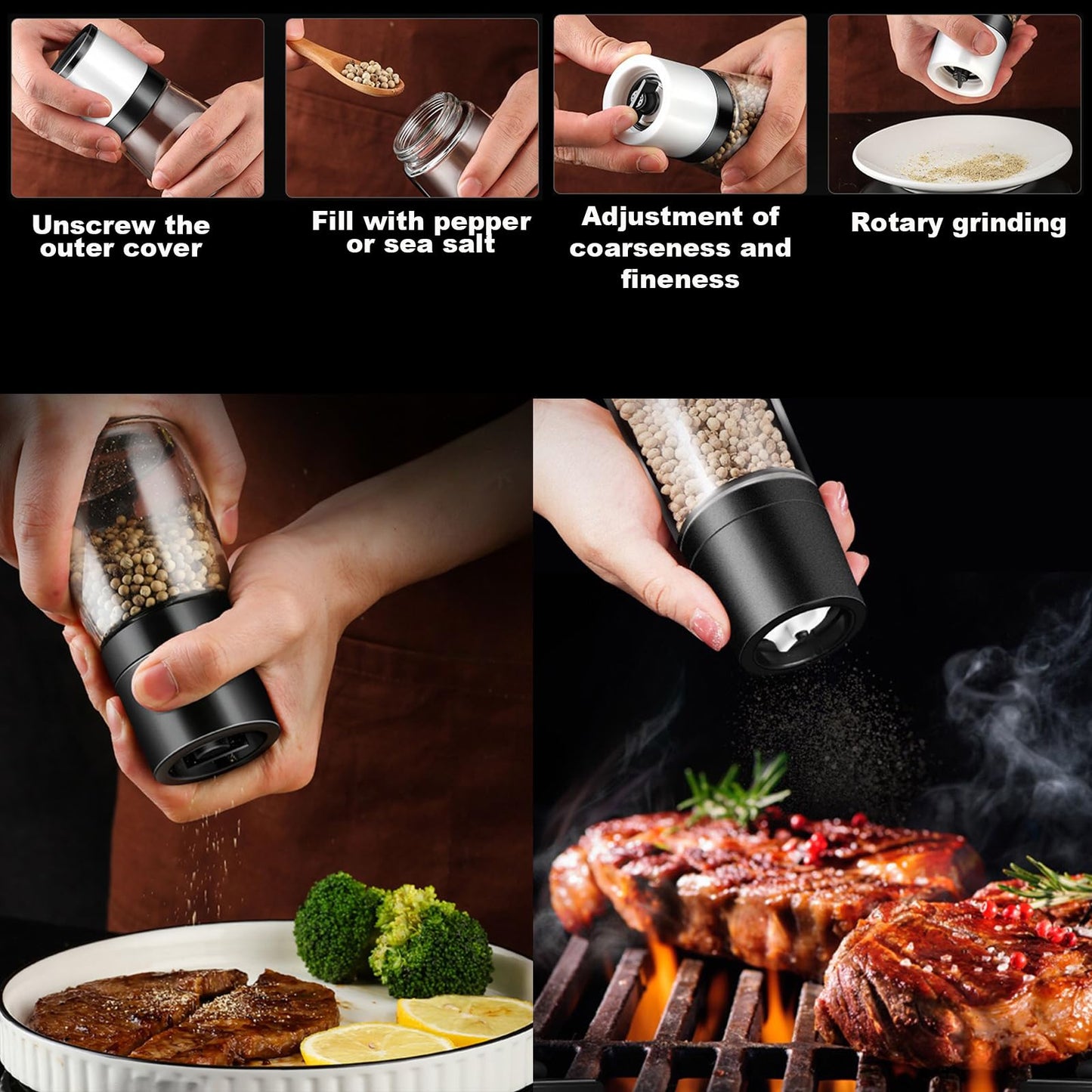 Salt and Pepper Grinder Set by ANDONG