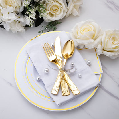Gold Plastic Cutlery Set - 300 Disposable Utensils