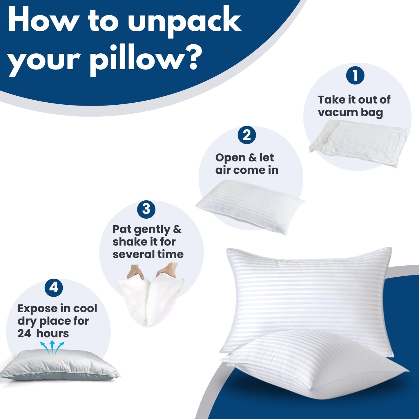 2 Pack Snorbo Comfortable Queen Size Pillows