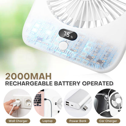 Portable Rechargeable Desk Fan with LED Light