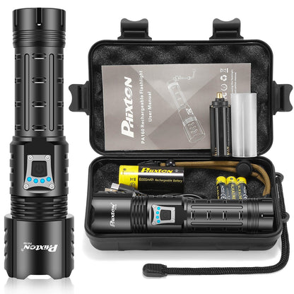 PHIXTON 1000000 Lumens Rechargeable Flashlight, Zoomable