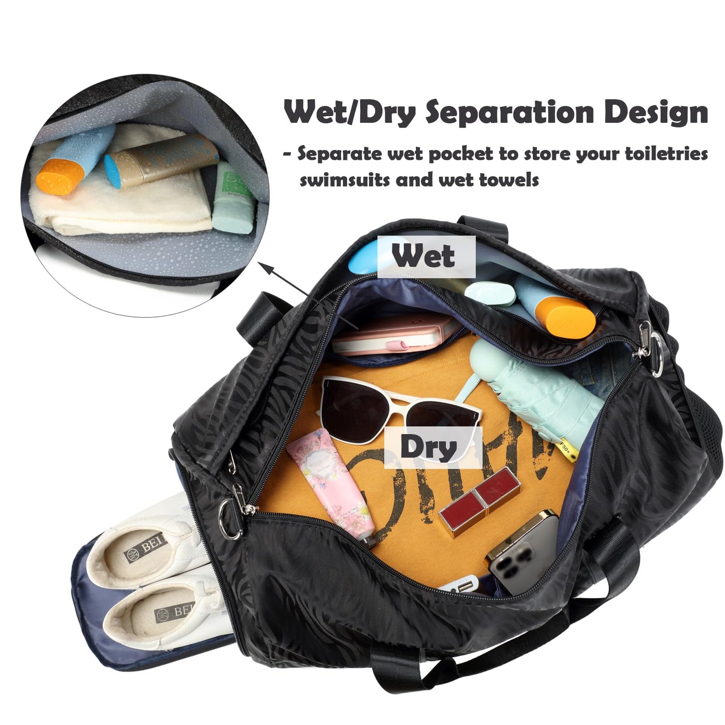 Girls Duffle Bag with Shoe Compartment