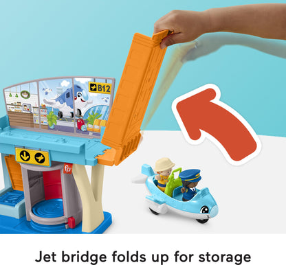 Fisher-Price Little People Toddler Toy Everyday Adventures Airport Playset with Airplane for Preschool Pretend Play Ages 1+ Years