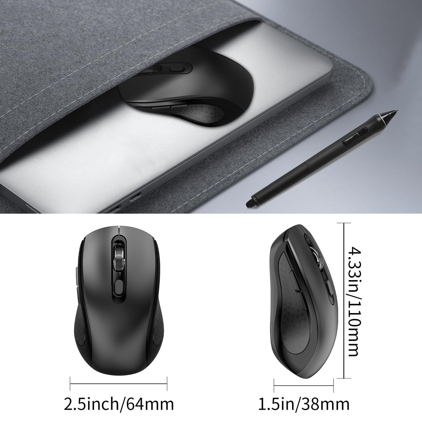 Wireless Ergonomic Mouse with USB Receiver
