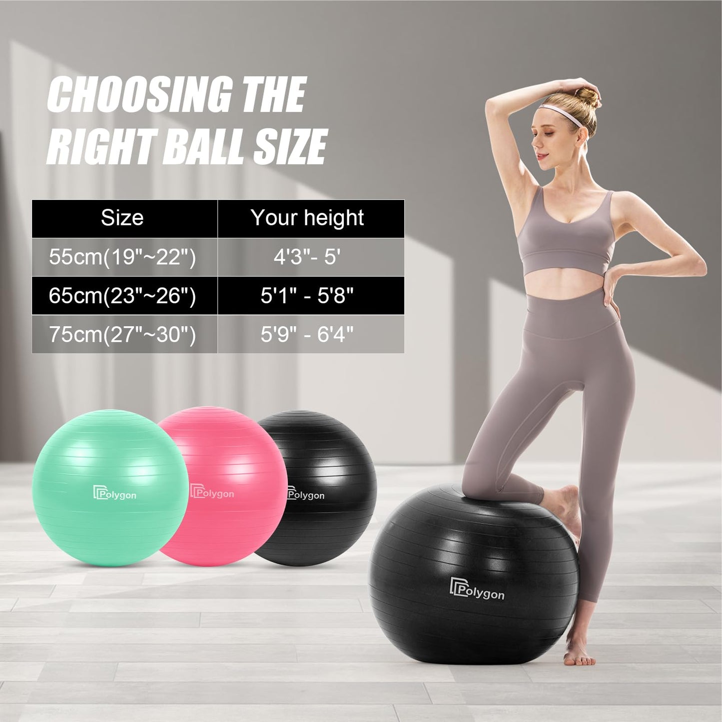 Polygon Anti-Burst Fitness Yoga Ball - 65CM