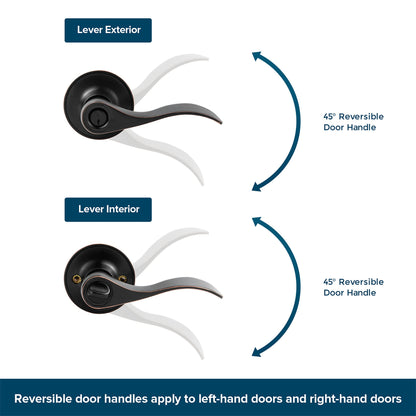 Leydebong 1 Pack Door Locks, Interior Door Knobs, Keyless Privacy Door Handles for Bathroom/Bedroom, Oil Rubbed Bronze Door Knob with Lock