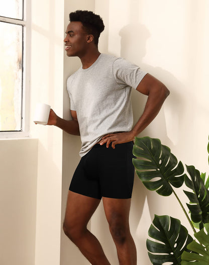 INNERSY Men's Cotton Boxer Briefs Soft Colorful Stylish Stretchy Underwear 4-Pack(Black,Small)